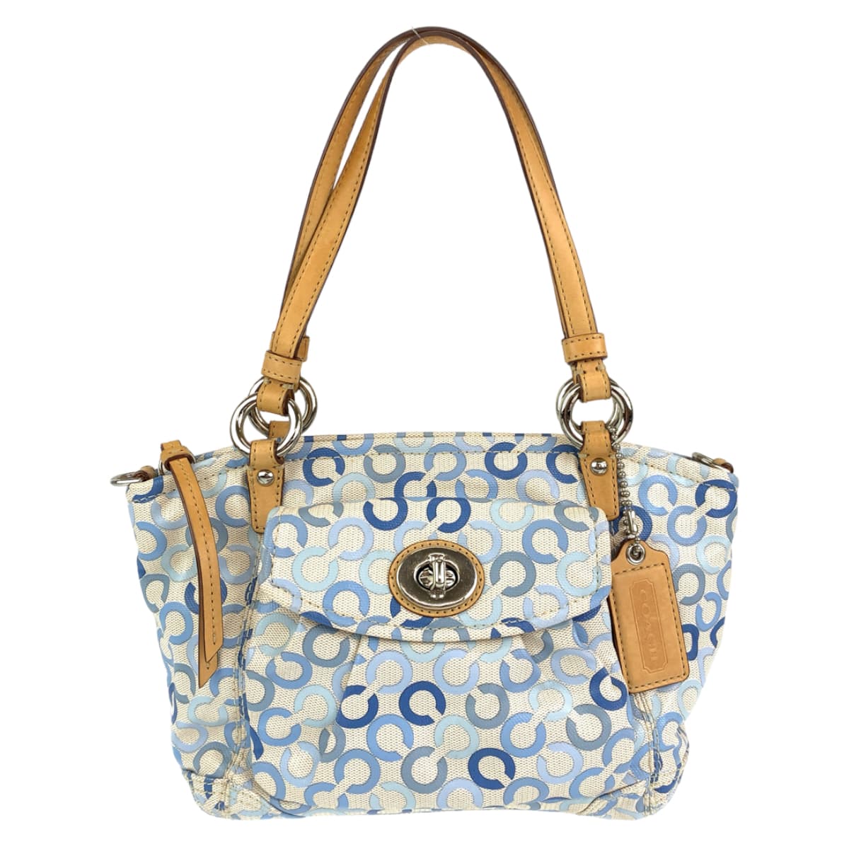 12649
COACH コーチ オプアート ライトブルー ホワイト コーティングキャンバス 13141 トートバッグ ハンドバッグ  レディース