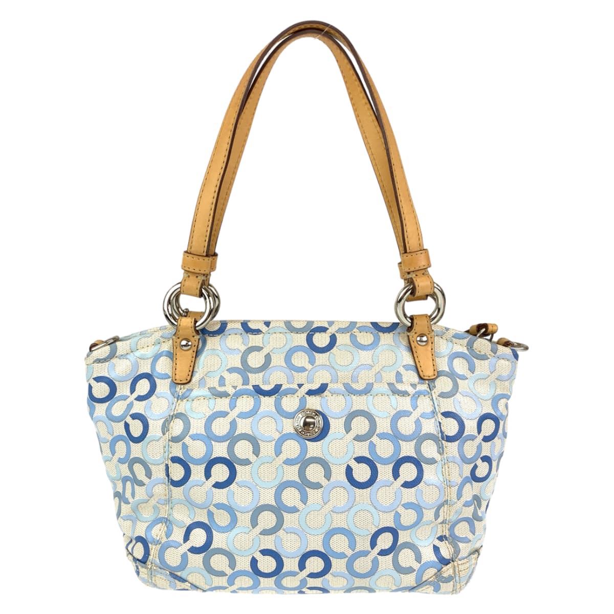 12649
COACH コーチ オプアート ライトブルー ホワイト コーティングキャンバス 13141 トートバッグ ハンドバッグ  レディース