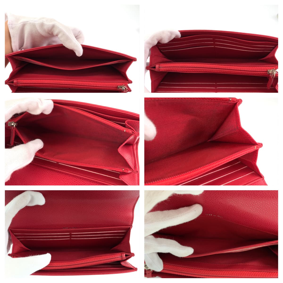 10284
CHANEL シャネル マトラッセ ココマーク レッド シルバー金具 キャビアスキン 長財布 ロングウォレット  レディース