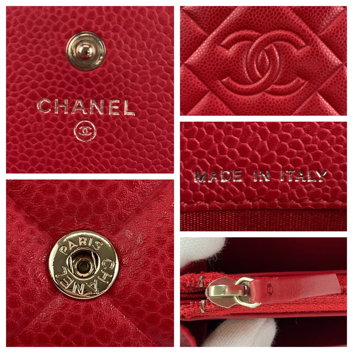 10284
CHANEL シャネル マトラッセ ココマーク レッド シルバー金具 キャビアスキン 長財布 ロングウォレット  レディース