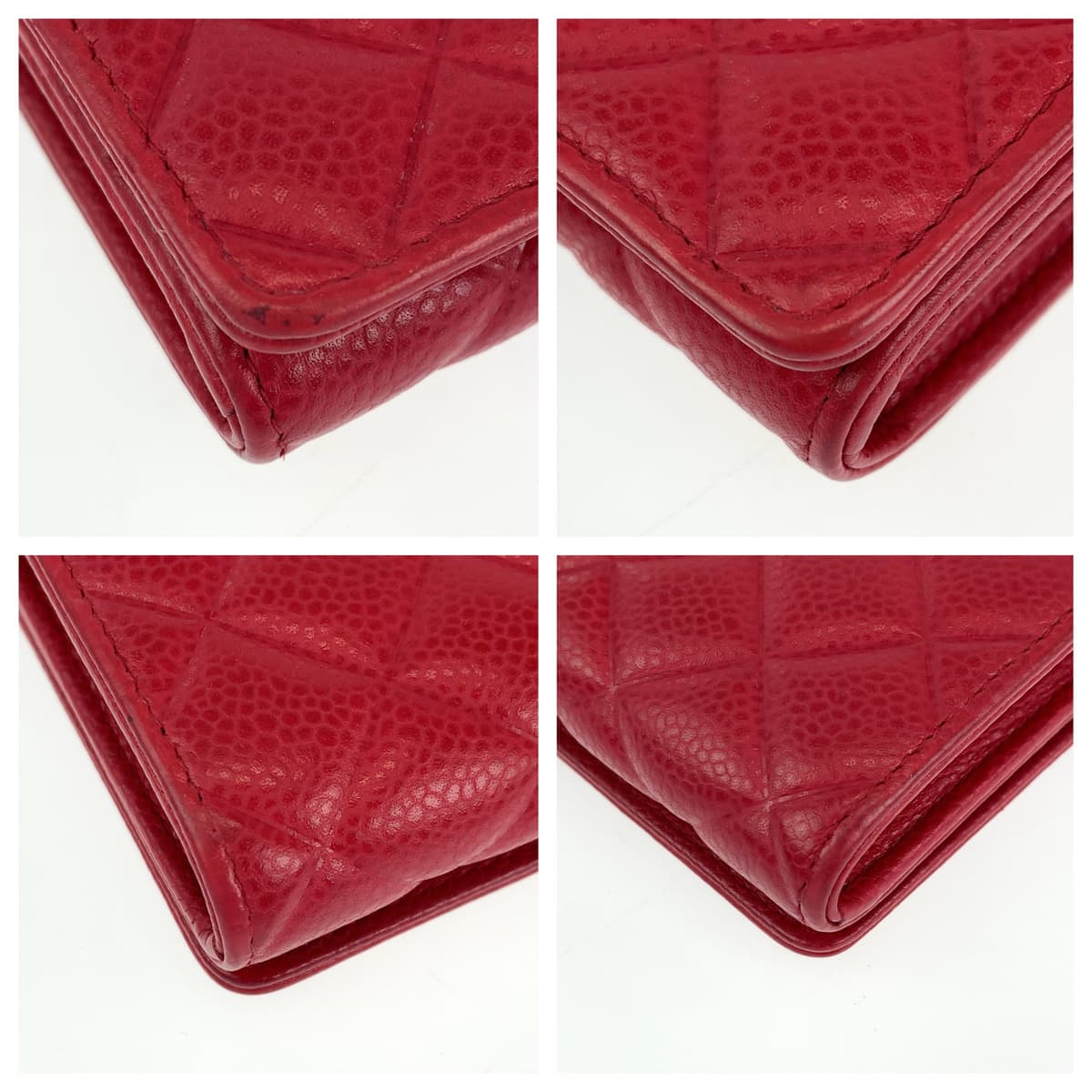 10284
CHANEL シャネル マトラッセ ココマーク レッド シルバー金具 キャビアスキン 長財布 ロングウォレット  レディース