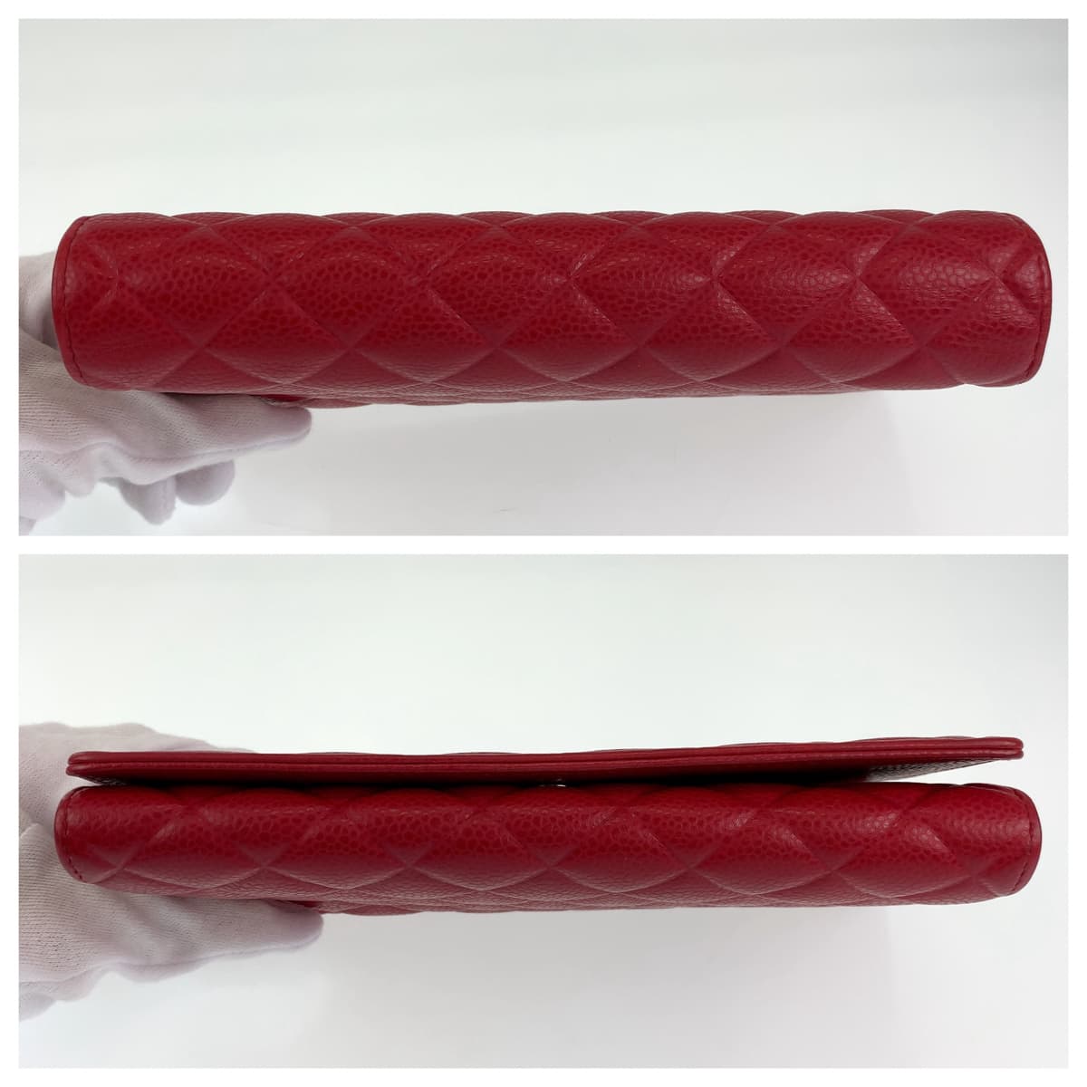 10284
CHANEL シャネル マトラッセ ココマーク レッド シルバー金具 キャビアスキン 長財布 ロングウォレット  レディース