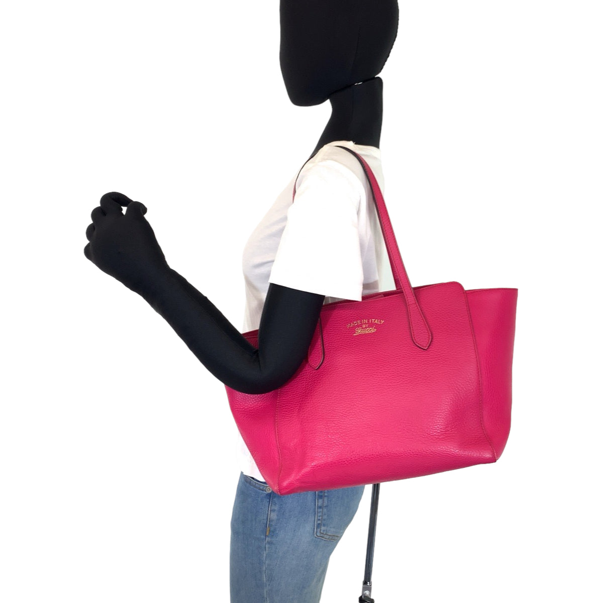 H-00390
GUCCI グッチ スウィング ミディアム ピンク レザー 354408 トートバッグ ハンドバッグ  レディース