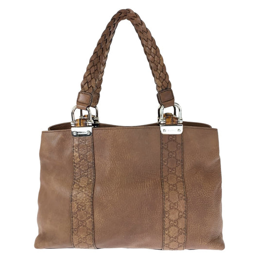 H-00391
GUCCI グッチ バンブー バー ブラウン 茶 レザー 232947 ショルダーバッグ トートバッグ  メンズ