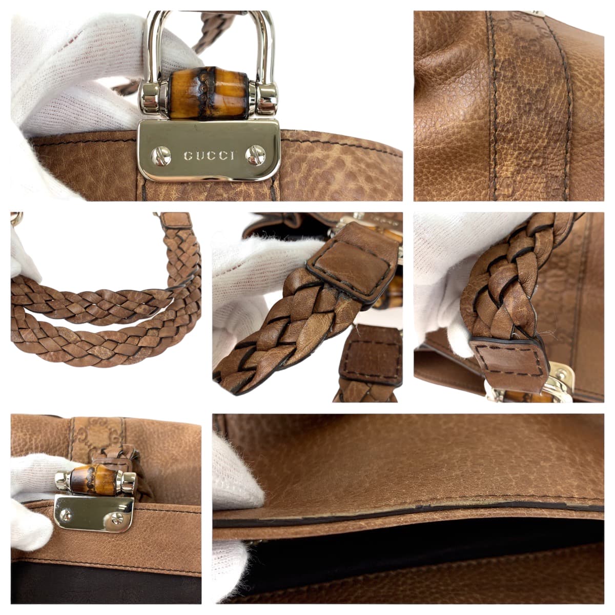 H-00391
GUCCI グッチ バンブー バー ブラウン 茶 レザー 232947 ショルダーバッグ トートバッグ  メンズ
