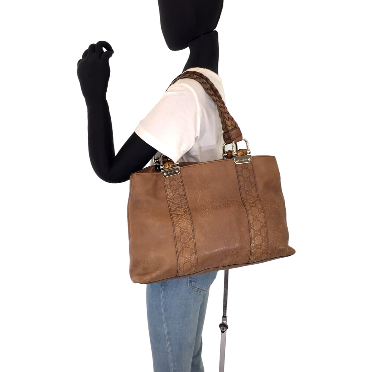 H-00391
GUCCI グッチ バンブー バー ブラウン 茶 レザー 232947 ショルダーバッグ トートバッグ  メンズ