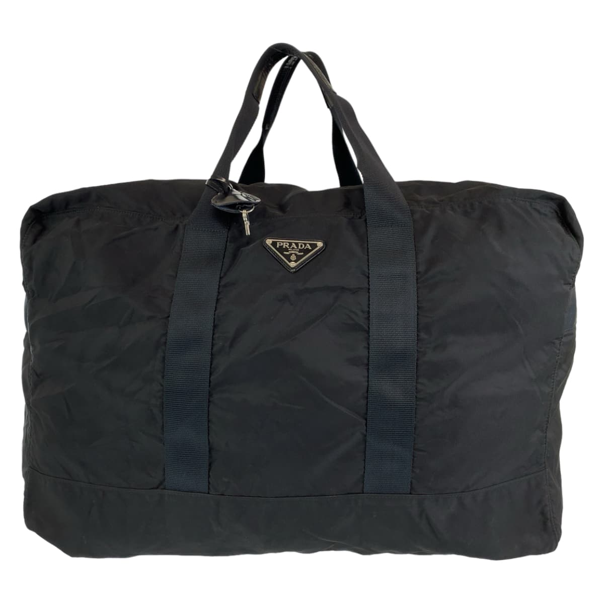 H-00392
PRADA プラダ テスート 男女兼用 ブラック 黒 シルバー金具 ナイロン ボストンバッグ 旅行バッグ  メンズ