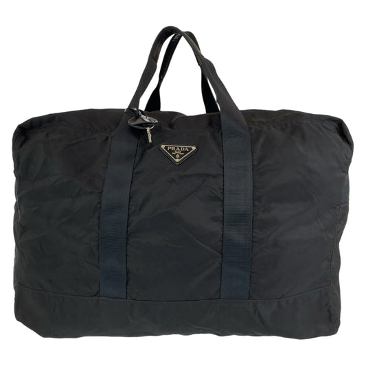 H-00392
PRADA プラダ テスート 男女兼用 ブラック 黒 シルバー金具 ナイロン ボストンバッグ 旅行バッグ  メンズ