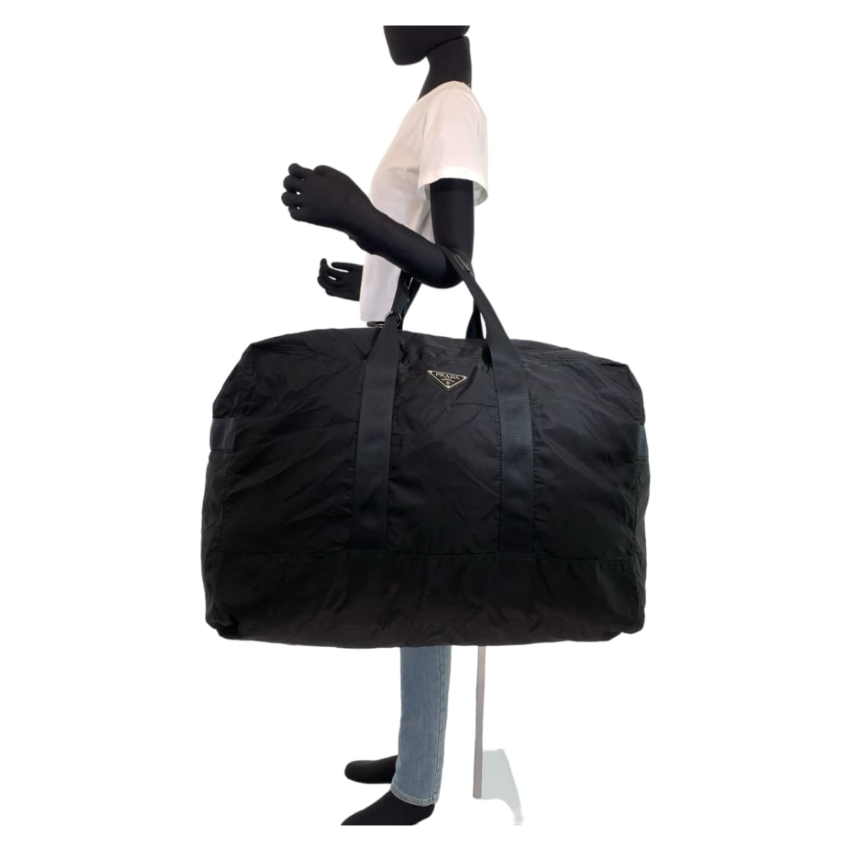 H-00392
PRADA プラダ テスート 男女兼用 ブラック 黒 シルバー金具 ナイロン ボストンバッグ 旅行バッグ  メンズ