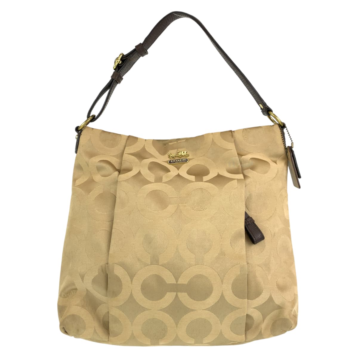 12646
 COACH Op Art Beige Gold Canvas 21121 Hobo Shoulder Bag 2way Crossbody Bag for Women