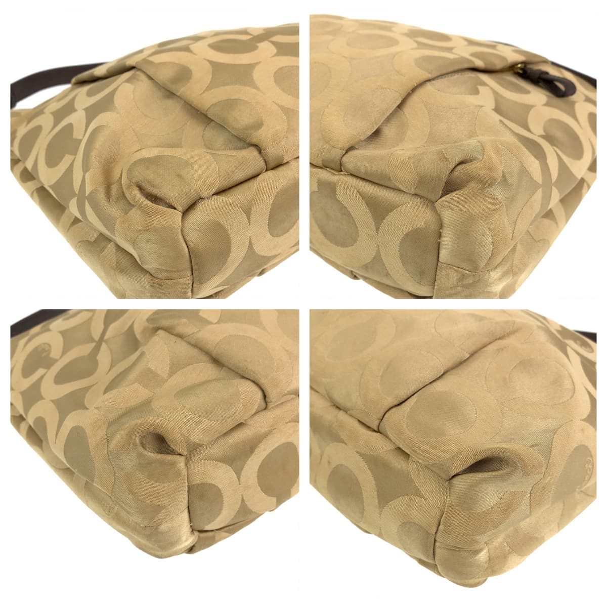 12646
 COACH Op Art Beige Gold Canvas 21121 Hobo Shoulder Bag 2way Crossbody Bag for Women