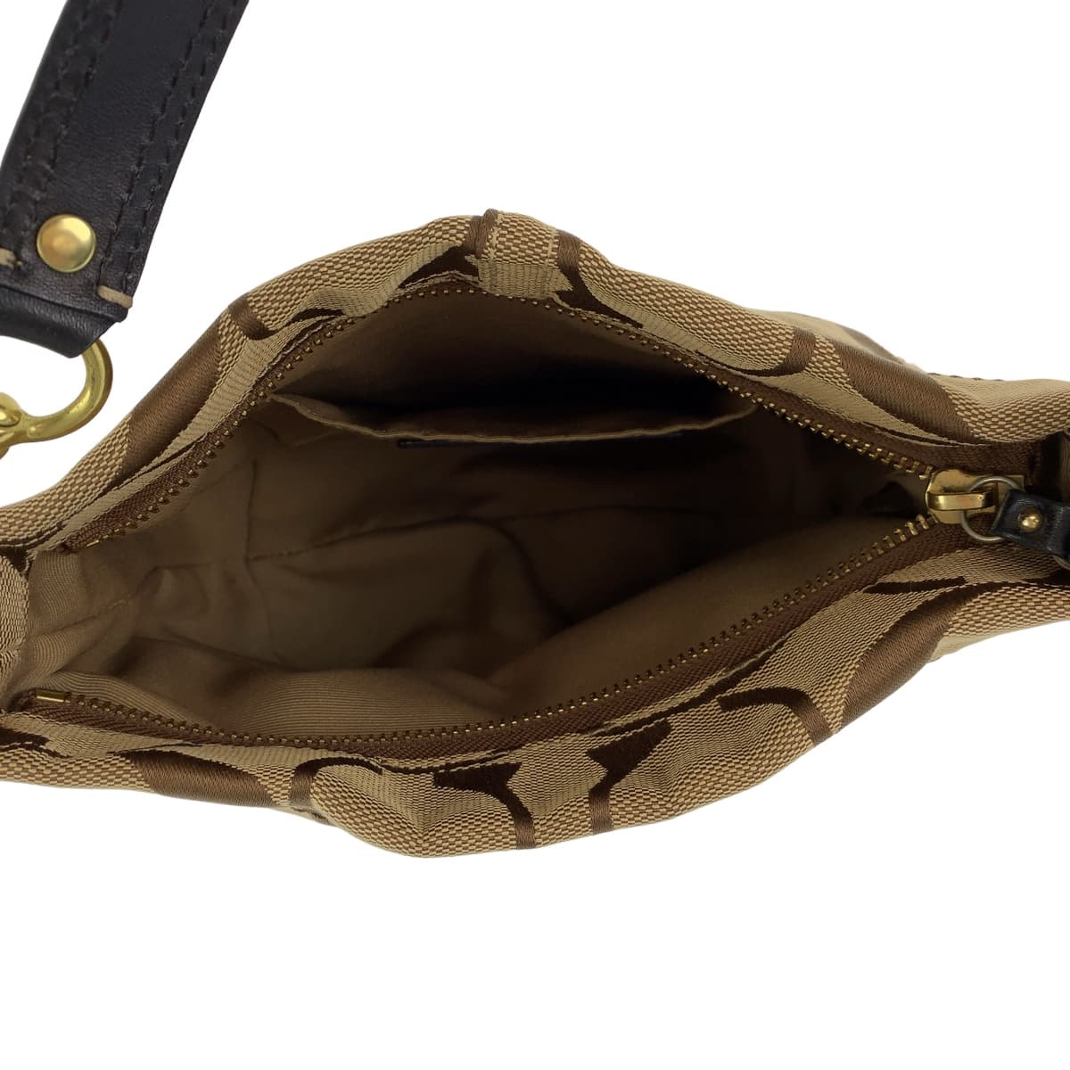 COACH コーチ シグネチャー ブラウン 茶 ゴールド金具 キャンバス ハンドバック 肩掛け  レディース