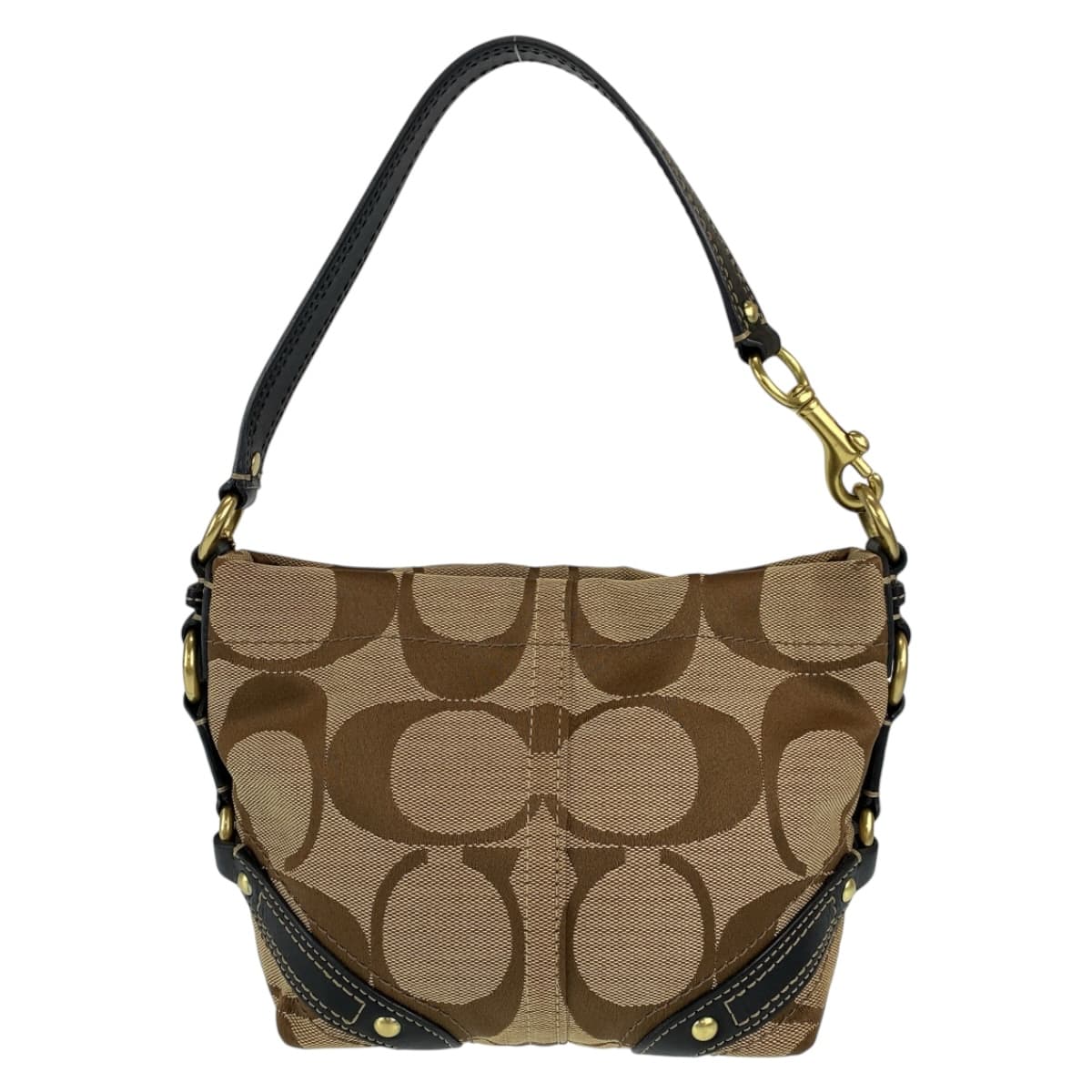 COACH コーチ シグネチャー ブラウン 茶 ゴールド金具 キャンバス ハンドバック 肩掛け  レディース