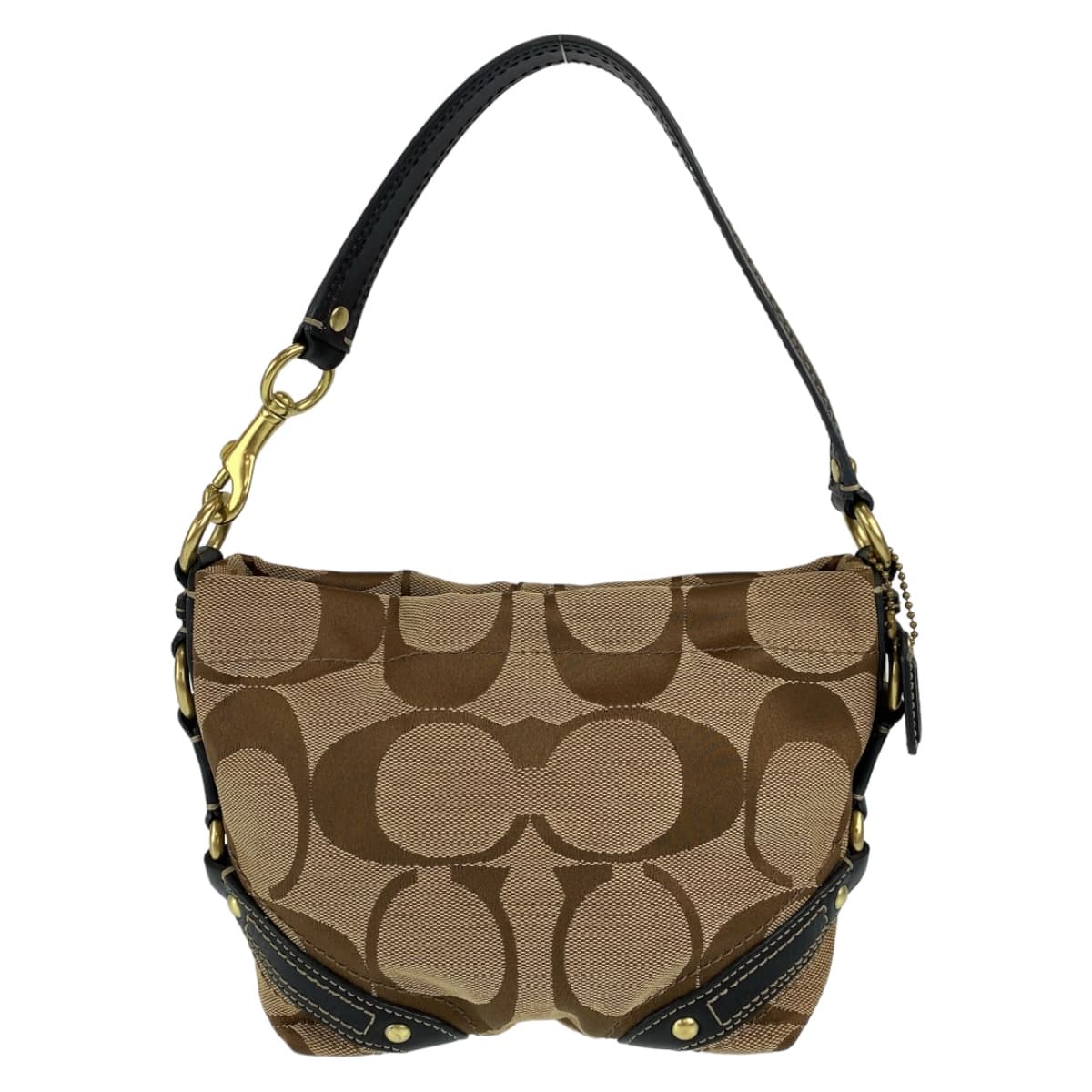 COACH コーチ シグネチャー ブラウン 茶 ゴールド金具 キャンバス ハンドバック 肩掛け  レディース
