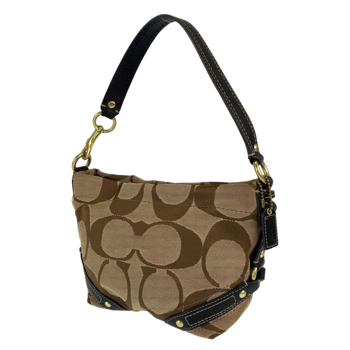 COACH コーチ シグネチャー ブラウン 茶 ゴールド金具 キャンバス ハンドバック 肩掛け  レディース