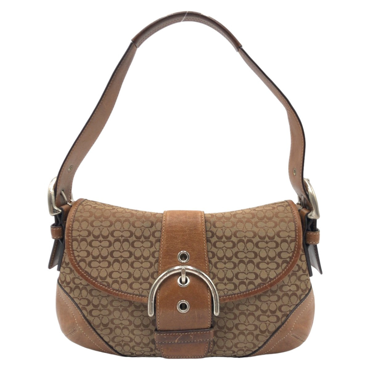 COACH コーチ シグネチャー ソーホー ブラウン 茶 シルバー金具 キャンバス 6818 ハンドバッグ 肩掛け  レディース