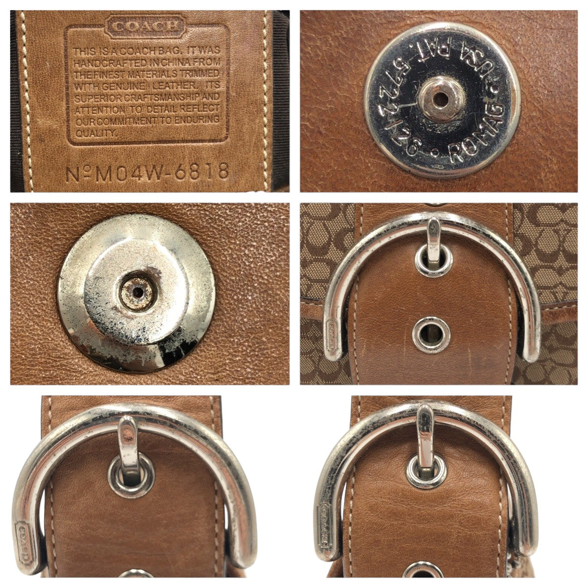 COACH コーチ シグネチャー ソーホー ブラウン 茶 シルバー金具 キャンバス 6818 ハンドバッグ 肩掛け  レディース