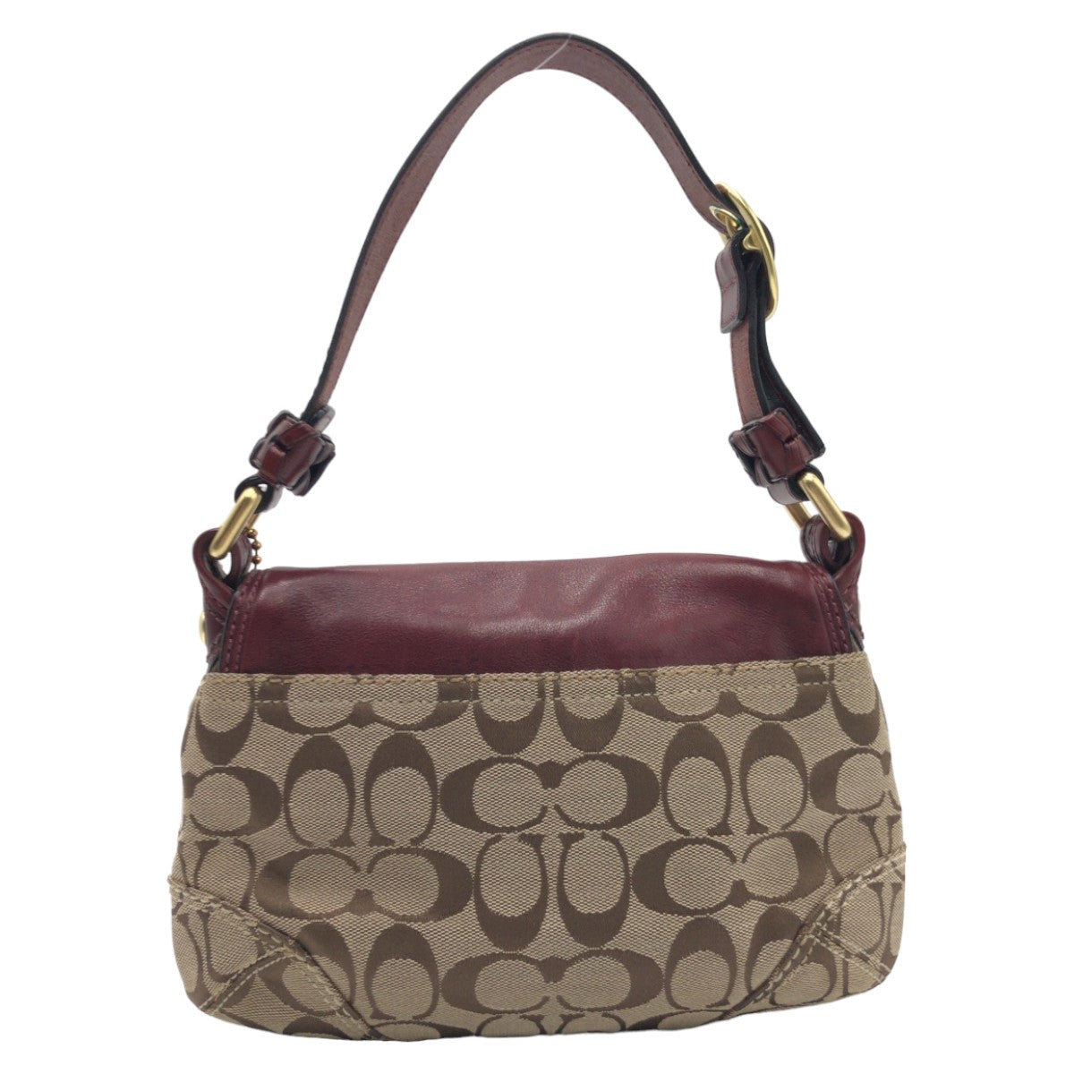 COACH コーチ シグネチャー ブラウン 茶 ワインレッド ゴールド金具 キャンバス 11441 ハンドバッグ 肩掛け ショルダーバッグ  レディース