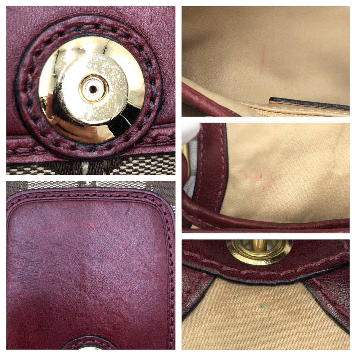 COACH コーチ シグネチャー ブラウン 茶 ワインレッド ゴールド金具 キャンバス 11441 ハンドバッグ 肩掛け ショルダーバッグ  レディース