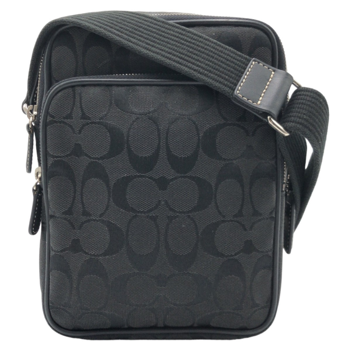 COACH コーチ シグネチャー 男女兼用 ブラック 黒 シルバー金具 キャンバス 4270 ショルダーバック 斜め掛け  レディース