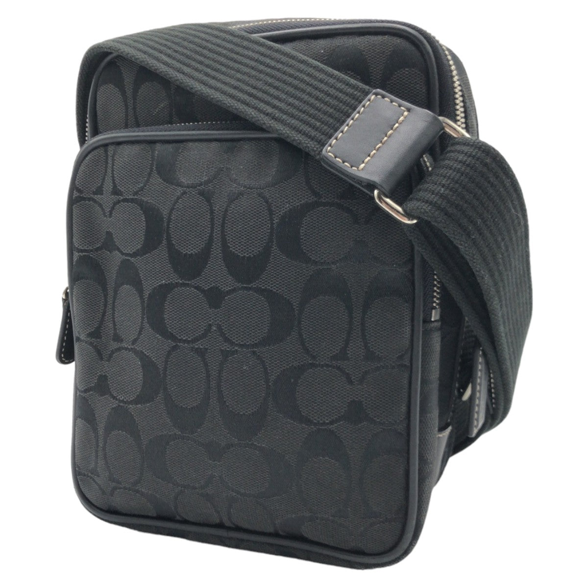 COACH コーチ シグネチャー 男女兼用 ブラック 黒 シルバー金具 キャンバス 4270 ショルダーバック 斜め掛け  レディース