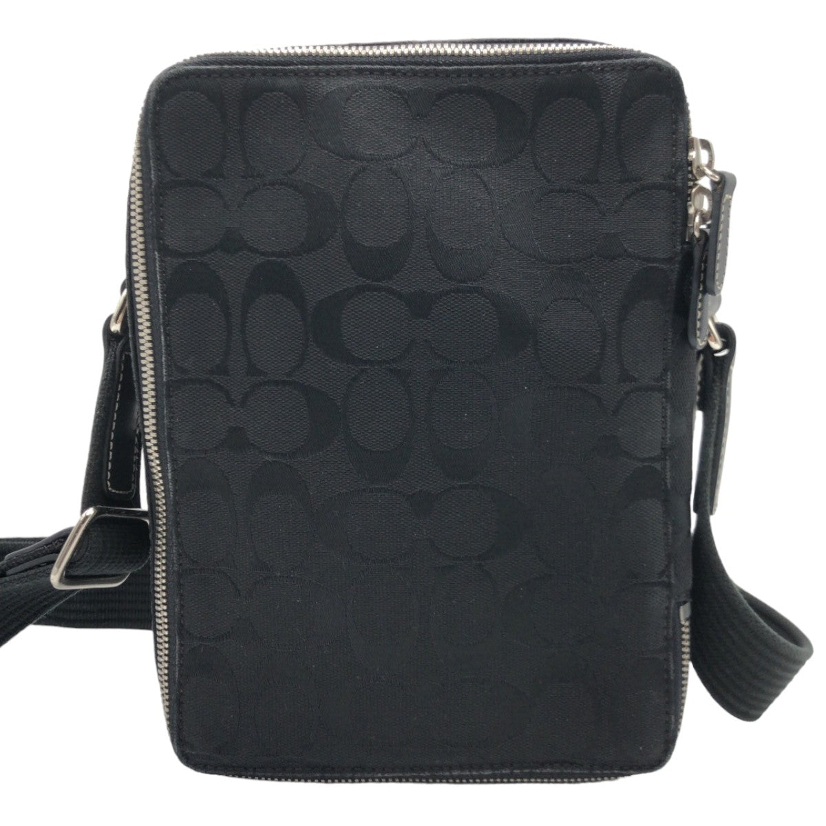 COACH コーチ シグネチャー 男女兼用 ブラック 黒 シルバー金具 キャンバス 4270 ショルダーバック 斜め掛け  レディース
