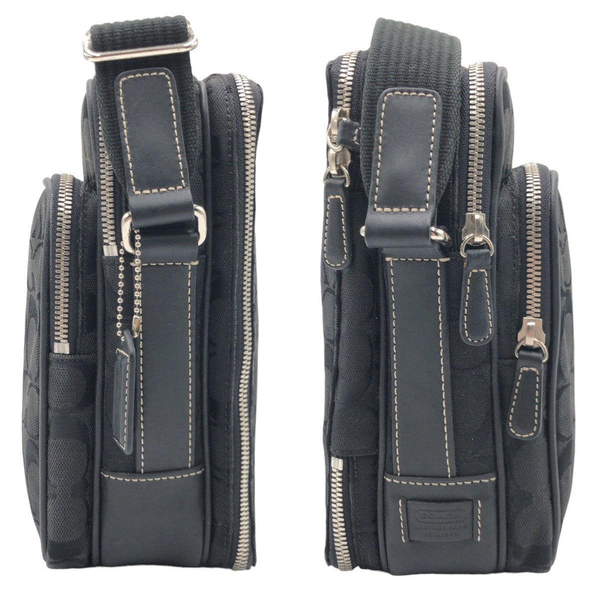 COACH コーチ シグネチャー 男女兼用 ブラック 黒 シルバー金具 キャンバス 4270 ショルダーバック 斜め掛け  レディース
