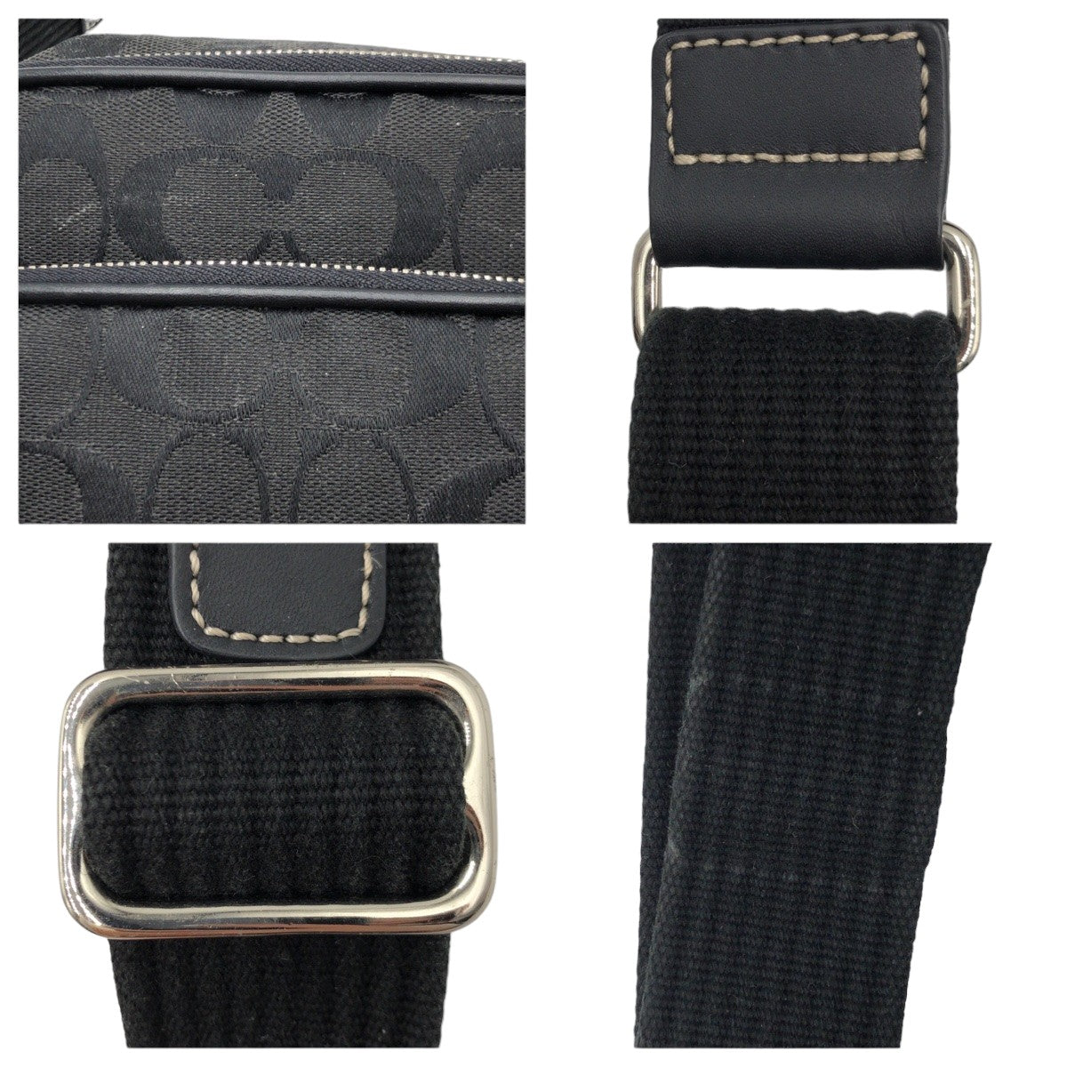 COACH コーチ シグネチャー 男女兼用 ブラック 黒 シルバー金具 キャンバス 4270 ショルダーバック 斜め掛け  レディース