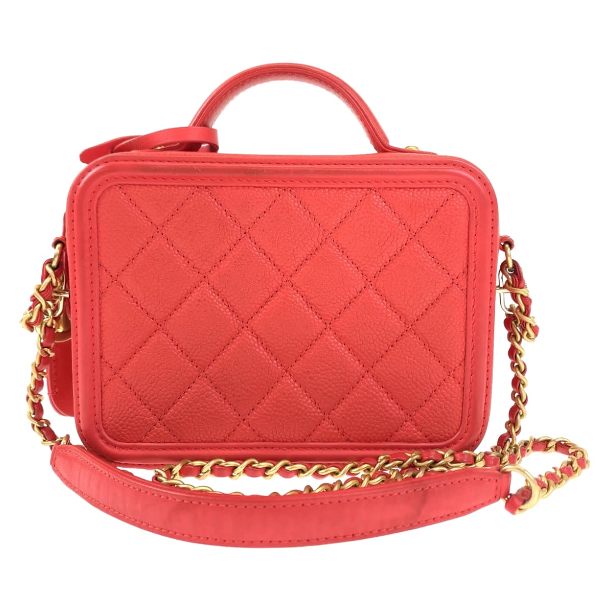 10288
CHANEL シャネル CCフィリグリー ココマーク レッド 赤 ゴールド金具 キャビアスキン 93343 バニティバッグ ショルダーバッグ ポシェット  レディース