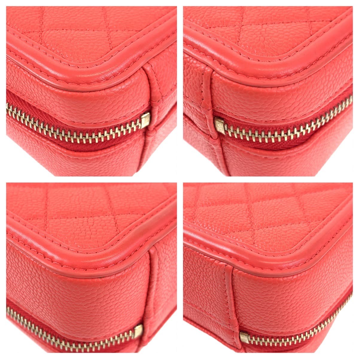 10288
CHANEL シャネル CCフィリグリー ココマーク レッド 赤 ゴールド金具 キャビアスキン 93343 バニティバッグ ショルダーバッグ ポシェット  レディース