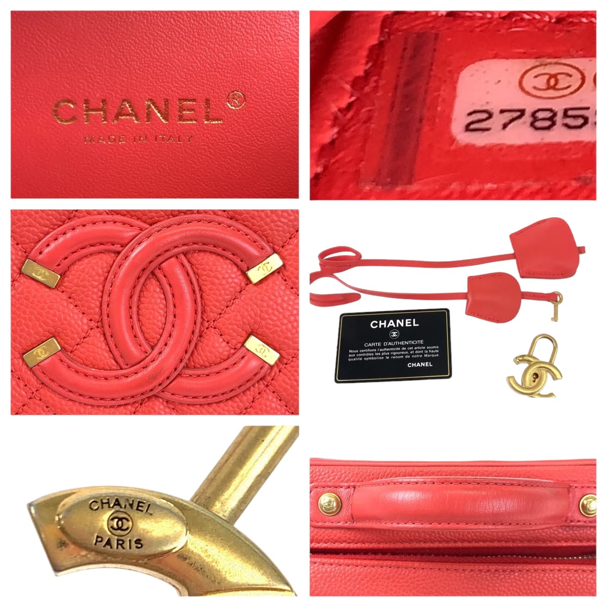 10288
CHANEL シャネル CCフィリグリー ココマーク レッド 赤 ゴールド金具 キャビアスキン 93343 バニティバッグ ショルダーバッグ ポシェット  レディース