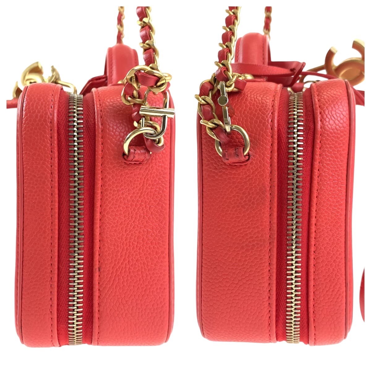 10288
CHANEL シャネル CCフィリグリー ココマーク レッド 赤 ゴールド金具 キャビアスキン 93343 バニティバッグ ショルダーバッグ ポシェット  レディース