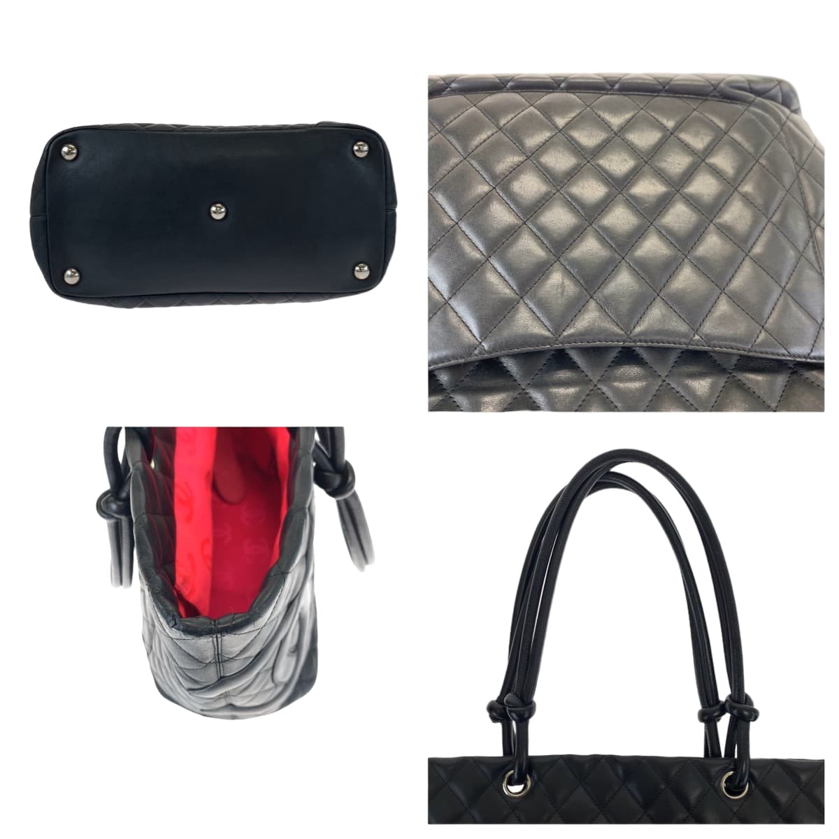 CHANEL シャネル ヴィンテージ カンボンライン GM ココマーク ブラック 黒  ラムスキン トートバッグ 肩掛け  レディース