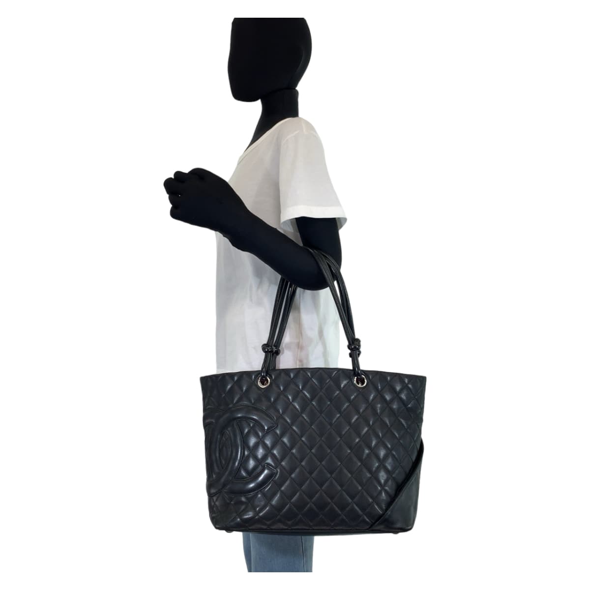 CHANEL シャネル ヴィンテージ カンボンライン GM ココマーク ブラック 黒  ラムスキン トートバッグ 肩掛け  レディース