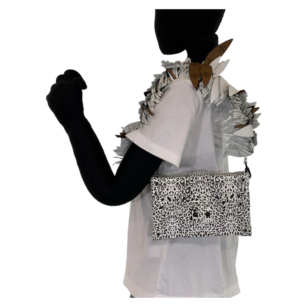 10289
LOUIS VUITTON ルイヴィトン プティットマル ダルメシアン ネザーフェザー ホワイト ブラック レザー ショルダーバッグ ミニトランク  レディース