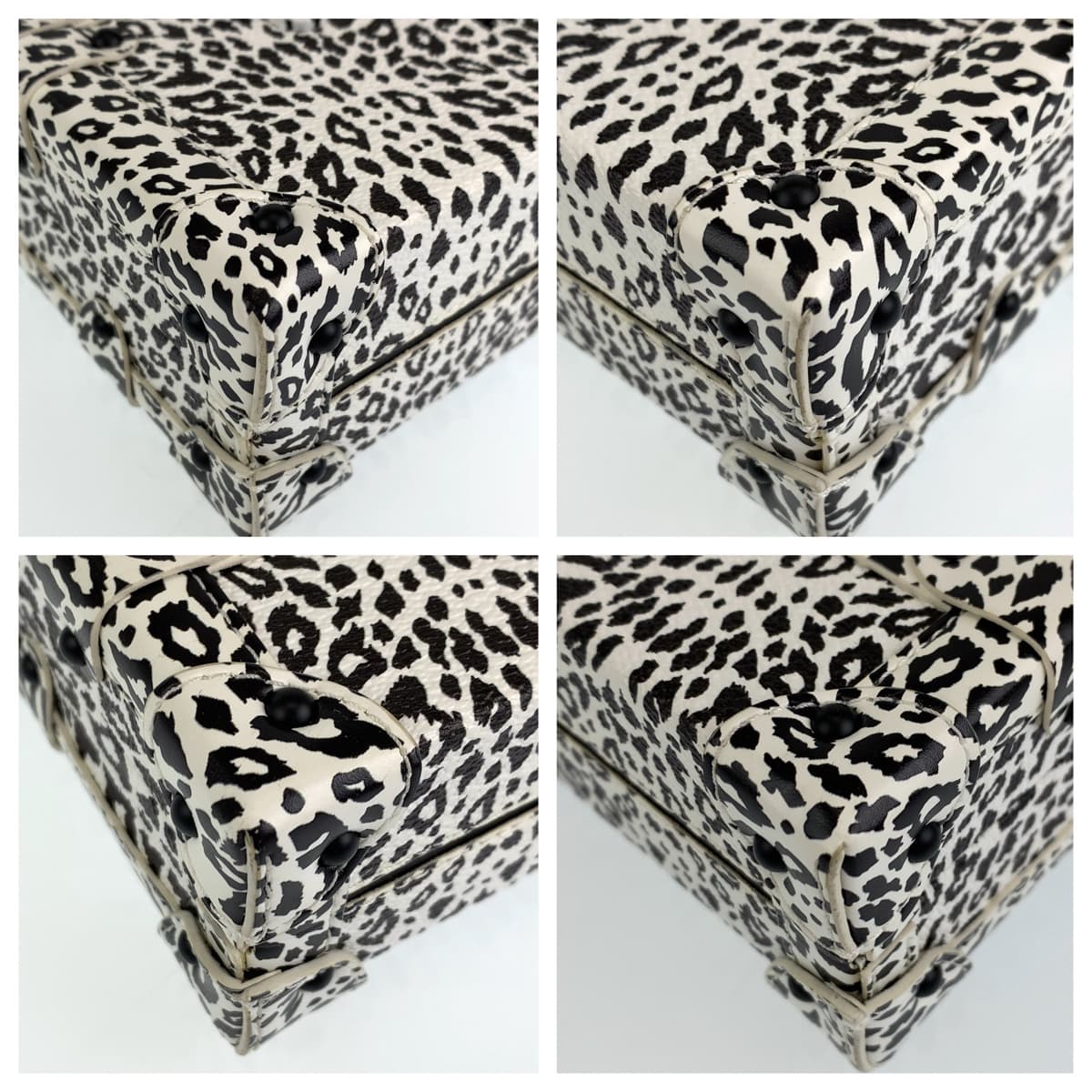 10289
LOUIS VUITTON ルイヴィトン プティットマル ダルメシアン ネザーフェザー ホワイト ブラック レザー ショルダーバッグ ミニトランク  レディース