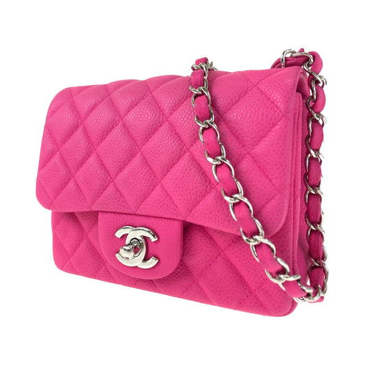 H-00401
CHANEL シャネル ミニマトラッセ ココマーク ターンロック ピンク シルバー金具 マットキャビアスキン ショルダーバッグ 斜め掛け  レディース