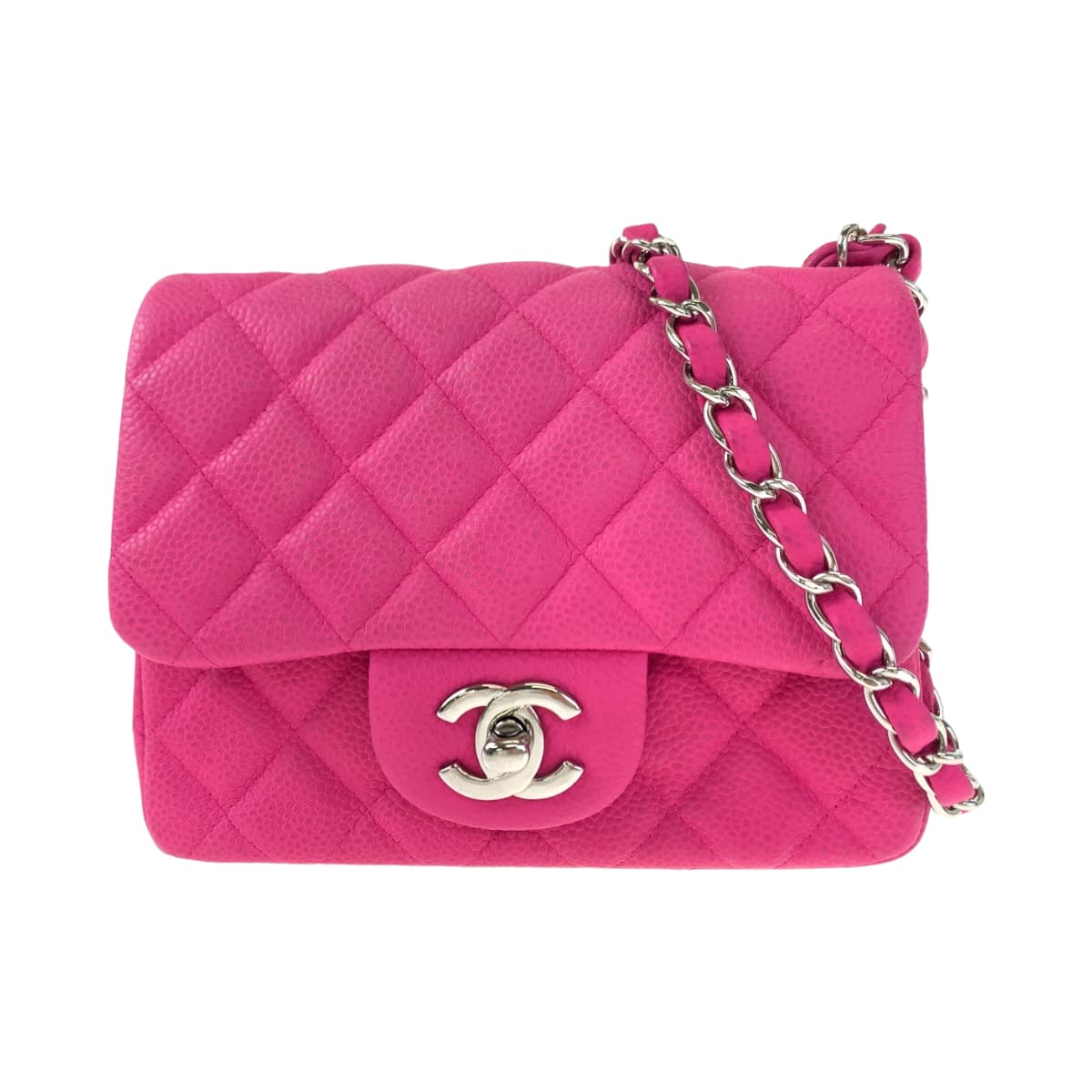 H-00401
CHANEL シャネル ミニマトラッセ ココマーク ターンロック ピンク シルバー金具 マットキャビアスキン ショルダーバッグ 斜め掛け  レディース