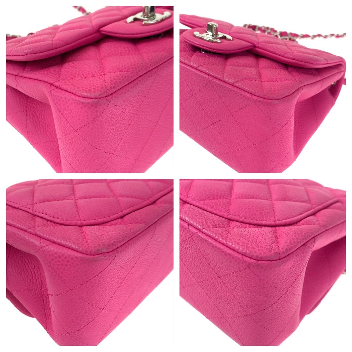 H-00401
CHANEL シャネル ミニマトラッセ ココマーク ターンロック ピンク シルバー金具 マットキャビアスキン ショルダーバッグ 斜め掛け  レディース