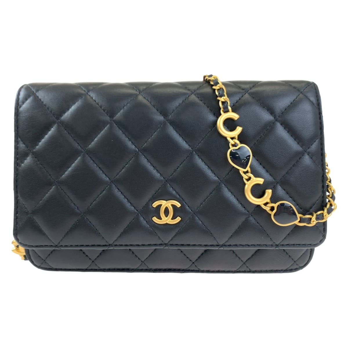 H-00402
CHANEL シャネル マトラッセ ココマーク ブラック 黒 ゴールド金具 ラムスキン AP3035 新型 チェーンウォレット ショルダーバッグ  レディース