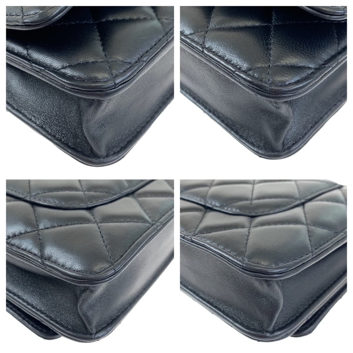 H-00402
CHANEL シャネル マトラッセ ココマーク ブラック 黒 ゴールド金具 ラムスキン AP3035 新型 チェーンウォレット ショルダーバッグ  レディース