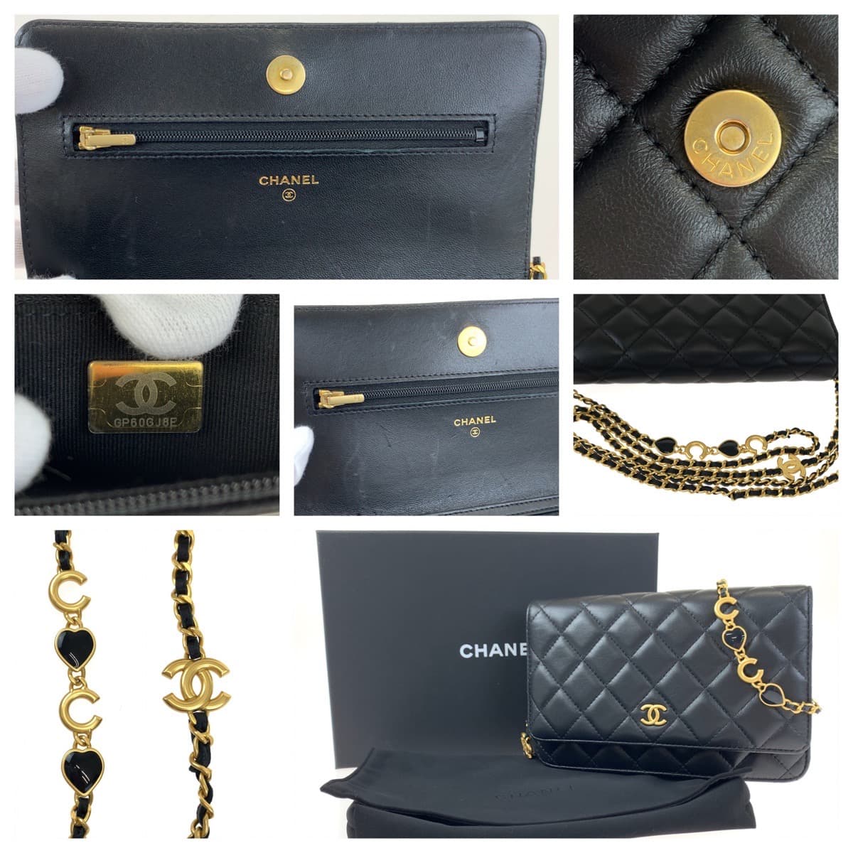 H-00402
CHANEL シャネル マトラッセ ココマーク ブラック 黒 ゴールド金具 ラムスキン AP3035 新型 チェーンウォレット ショルダーバッグ  レディース