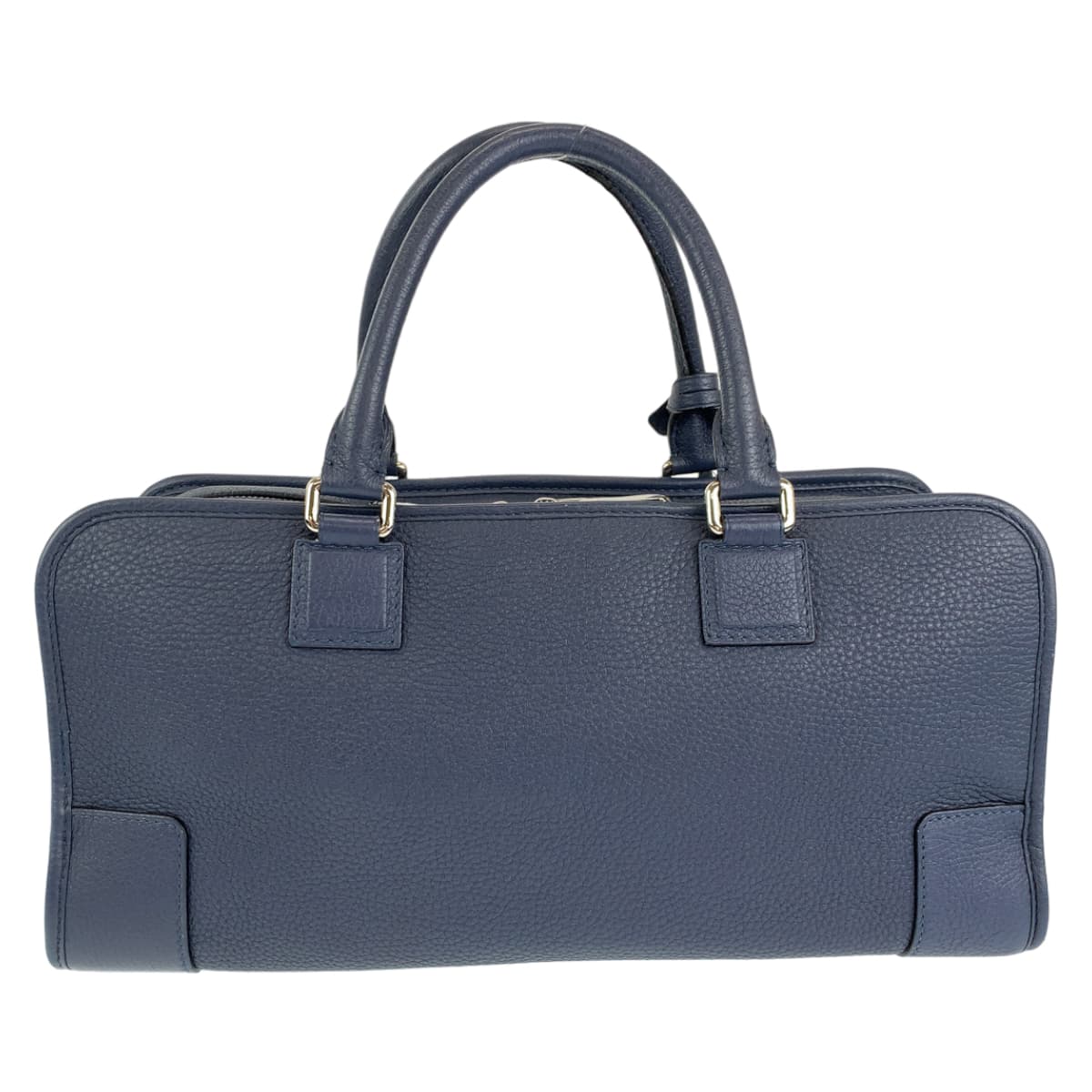 H-00406
LOEWE ロエベ アナグラム アマソナ35 ネイビー 紺 ブルー 青 シルバー金具 レザー ハンドバッグ ミニボストン  レディース