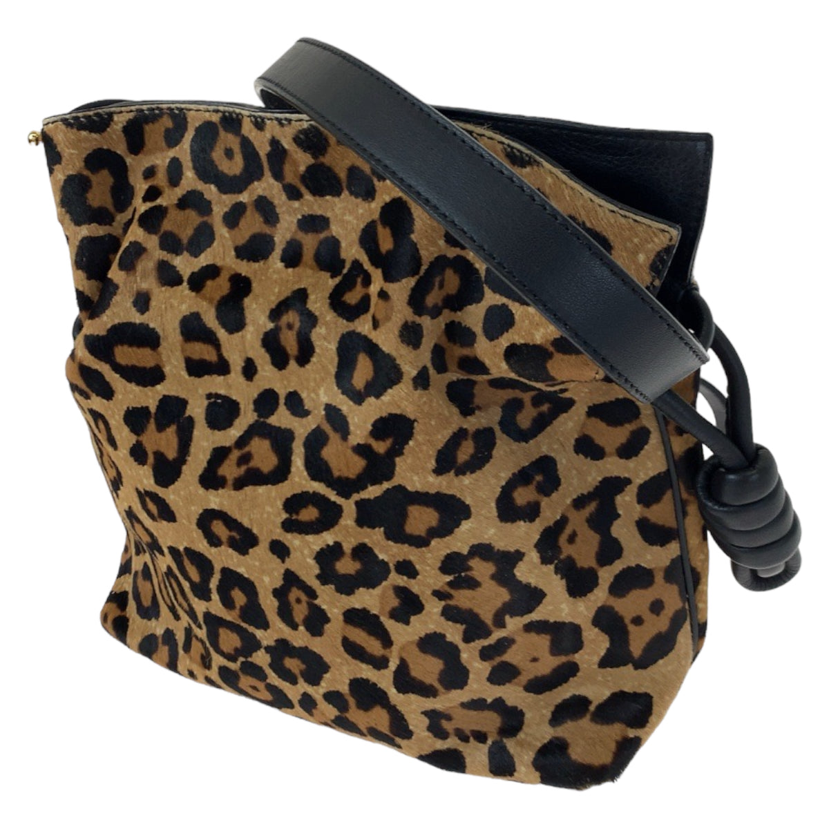 H-00407
LOEWE ロエベ アナグラム フラメンコ22 ブラウン 茶 ヒョウ柄 ハラコ ショルダーバッグ 斜め掛け  レディース