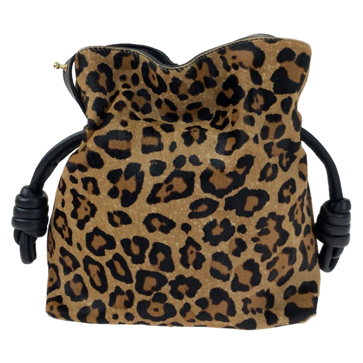 H-00407
LOEWE ロエベ アナグラム フラメンコ22 ブラウン 茶 ヒョウ柄 ハラコ ショルダーバッグ 斜め掛け  レディース