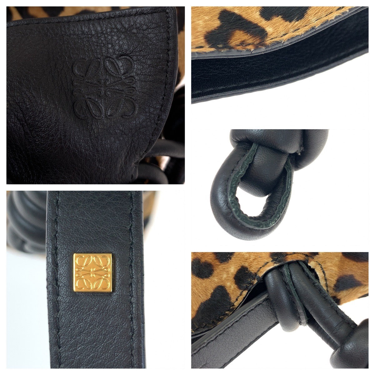 H-00407
LOEWE ロエベ アナグラム フラメンコ22 ブラウン 茶 ヒョウ柄 ハラコ ショルダーバッグ 斜め掛け  レディース