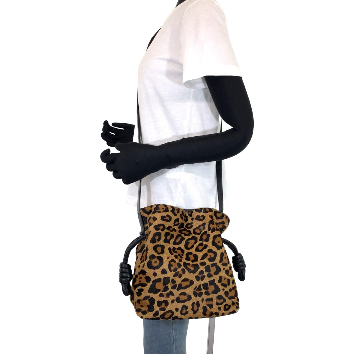 H-00407
LOEWE ロエベ アナグラム フラメンコ22 ブラウン 茶 ヒョウ柄 ハラコ ショルダーバッグ 斜め掛け  レディース