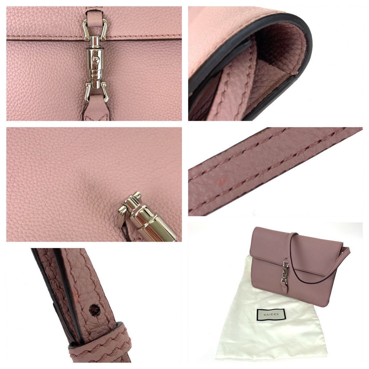 H-00408
GUCCI グッチ ニュージャッキー ピンク シルバー金具 レザー 364435 ショルダーバッグ 斜め掛け  レディース