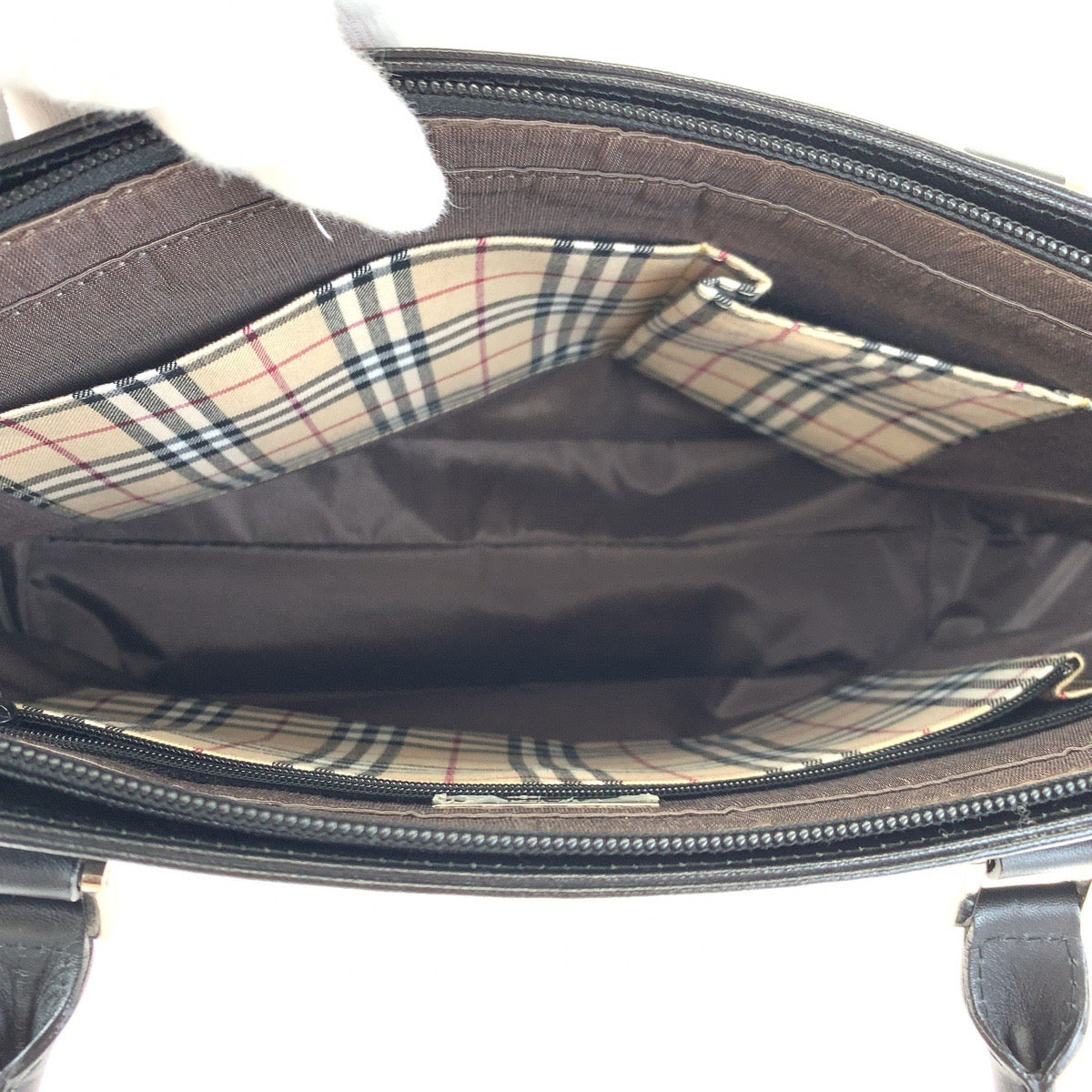 H-00409
BURBERRY バーバリー ノバチェック ブラック 黒 レザー ショルダーバッグ トートバッグ  レディース