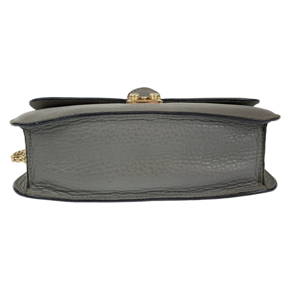 10294
VALENTINO ヴァレンティノ ロックスタッズ ダブルチェーン グレー レザー 斜め掛け ショルダーバッグ ポシェット  レディース